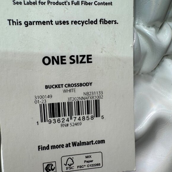 No Boundaries White Bucket Crossbody Bag With Braided Handle & Drawstring - Picture 4 of 6